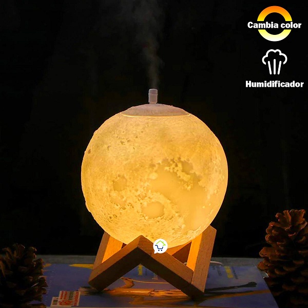Humidificador Lámpara Luna LED Difusor